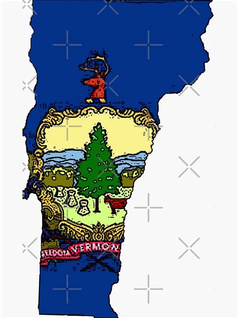 Vermont Map With Vermont State Flag Sticker By Havocgirl Redbubble