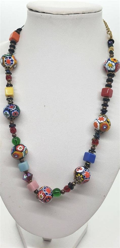 Vintage Murano Italy Millefiori Glass Bead Art Glass Gem