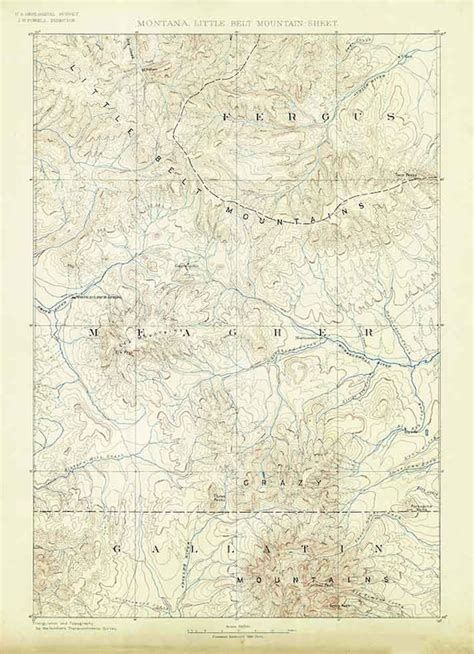 1886 Topo Map of Little Belt Mts Montana | Etsy