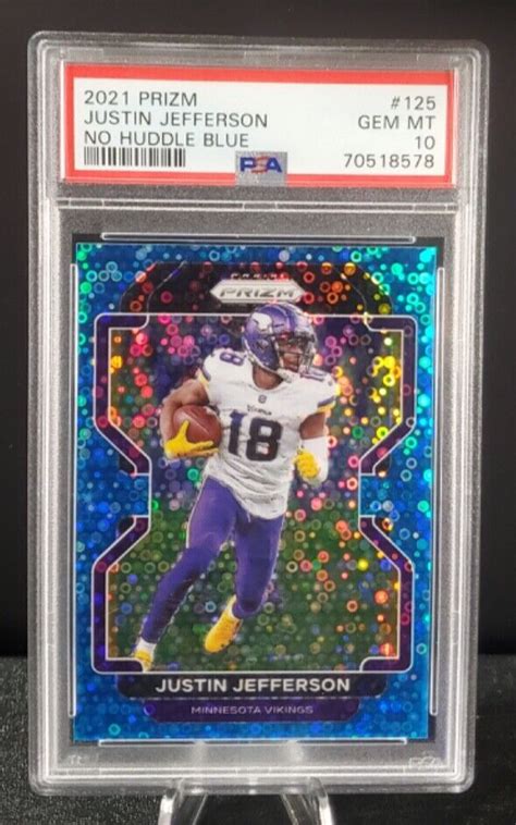 Panini Prizm No Huddle Blue Justin Jefferson Psa