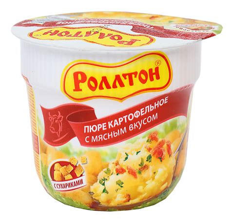 Пюре картофельное «Роллтон» с мясным вкусом, 40 г – купить по приятной ...
