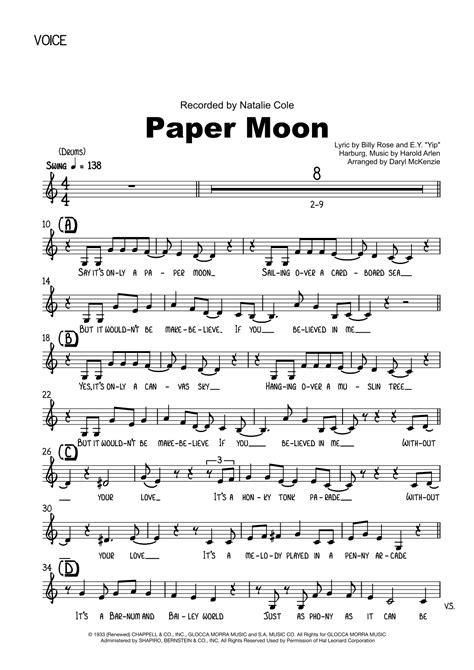 It S Only A Paper Moon Arr Daryl McKenzie By Harold Arlen Sheet