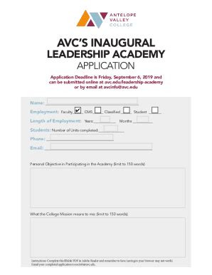 Fillable Online Avc S Inaugural Leadership Academy Fax Email Print