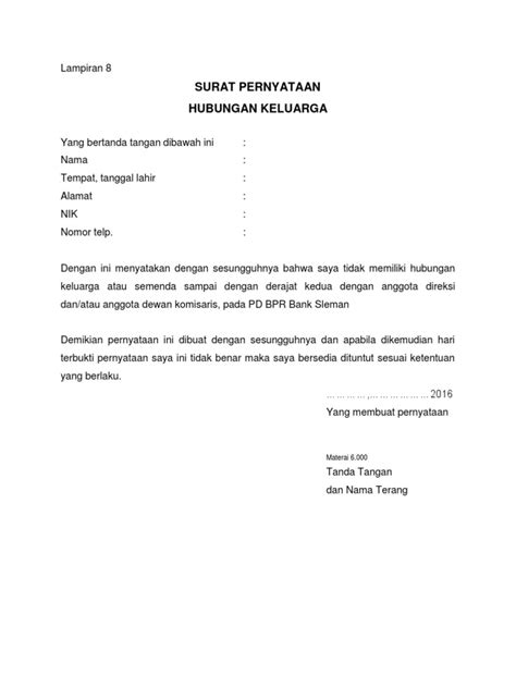 Surat Pernyataan Hubungan Keluarga Pdf