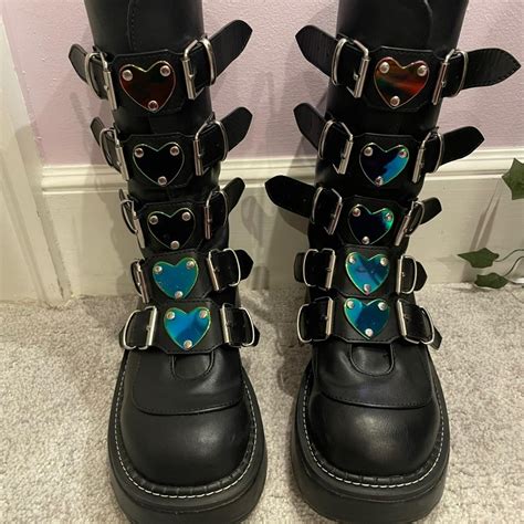 Demonia Boot Platforms Emily 330 Black Vegan Depop