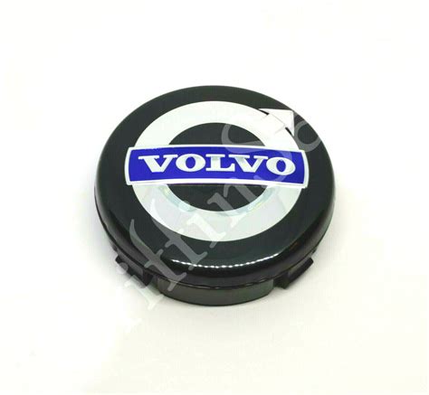 4x Volvo Alloy Wheel Centre Hub Caps 64mm Black Blue C30 C70 S40 V50