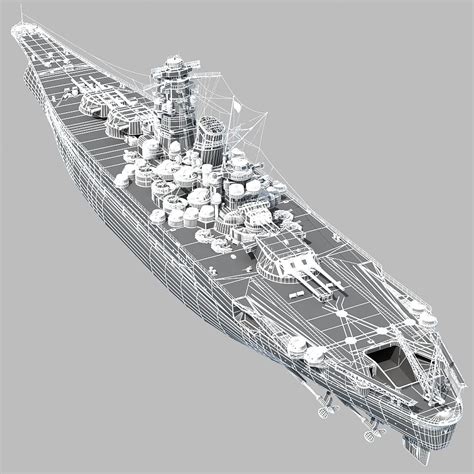 Japanese Battleship Musashi 1944 3d Model 199 Fbx Max Free3d