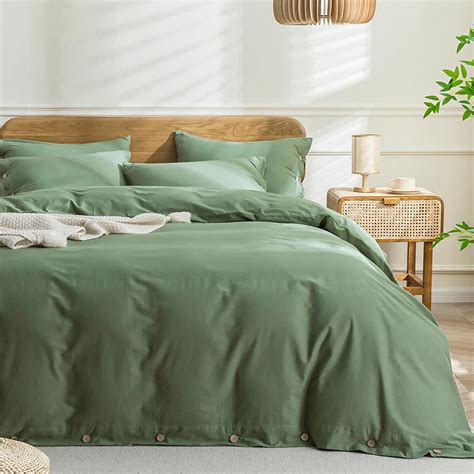 Amazon Jellymoni Green Duvet Cover Queen Size Washed Cotton