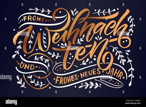 Hand Skizziert Frohe Weihnachten In Deutscher Karte Abzeichen Ikone