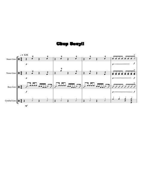 Chopsuey Cadence Sheet Music For Snare Drum Crash Tenor Drum Bass Drum Percussion Quartet