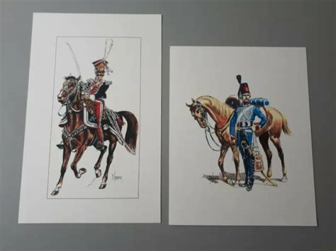 AFFICHE OFFICIER Lanciers de la Garde Impériale et Hussard du Premier