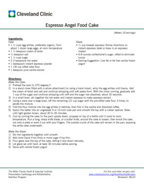 Fillable Online My Clevelandclinic Espresso Angel Food Cake Cleveland