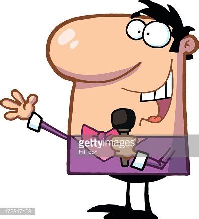 Man Hosting A Show And Talking Into Microphone Stock Clipart | Royalty ...