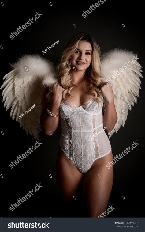Beautiful Blonde Angel Woman White Lingerie Stock Photo 1582499947 Shutterstock