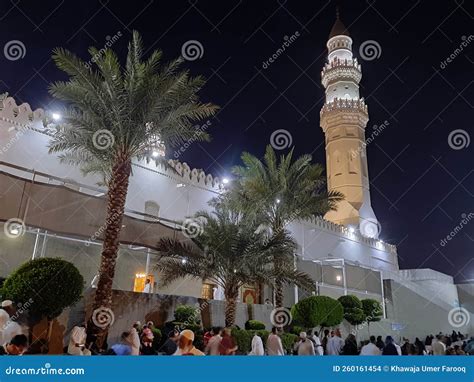 Beautiful Exterior View of Masjid Quba, in Night Lights. Editorial ...