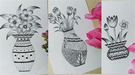 How To Draw A Flower Pot With Pencil Shading Best Flower Site