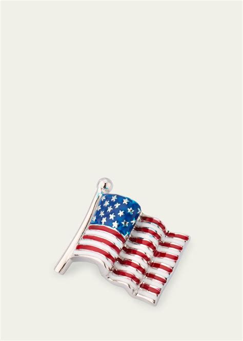 Jan Leslie Men's Sterling Silver American Flag Lapel Pin - Bergdorf Goodman
