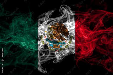 Mexico Mexican Smoke Flag Isolated On Black Background Stock