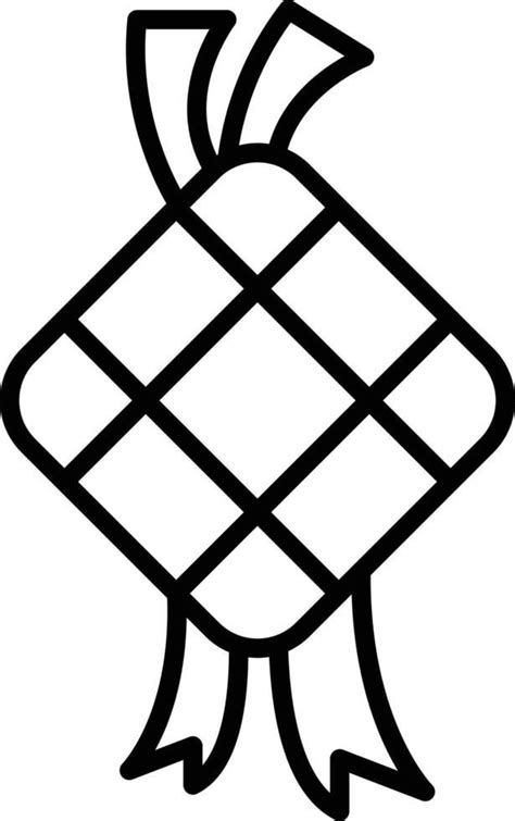 Ketupat Outline Icon Vector Art Free Coloring Pages Ramadan Activities