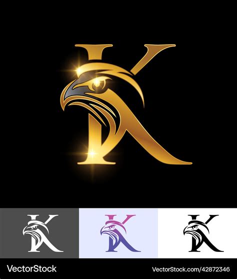 Golden Eagle Monogram Initial Letter K Royalty Free Vector