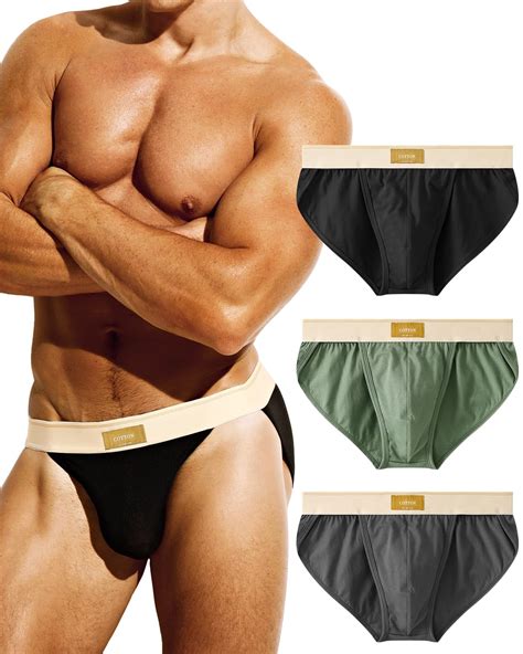 Paizh Mens Underwear Cotton Soft Bulge Sexy Low Rise String Bikini Briefs Pack A Multicolor