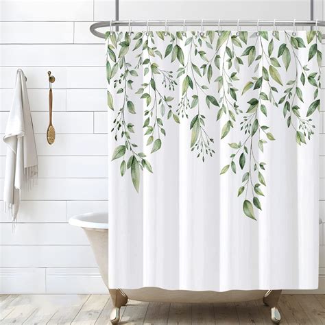 Amazon Yeele Greenery Floral Extal Long Shower Curtains Green