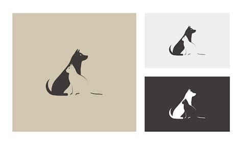 Hund Katze Minimalistische Logo Vorlage Vektor Symbol Illustration