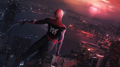 Spider Man Far From Home Spider Man Jumping From Top Of Building With ...