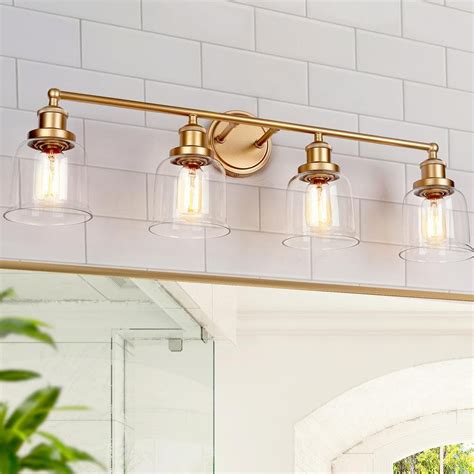 Uolfin Modern Gold Bathroom Wall Lights 29 In 4 Light Bell Wall Sconce