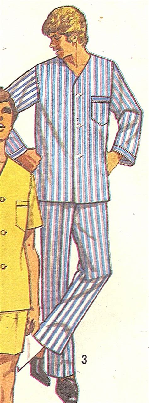 Simplicity 9433 Mens Sleepwear 1970s Lounge Set Pajamas Nightshirt