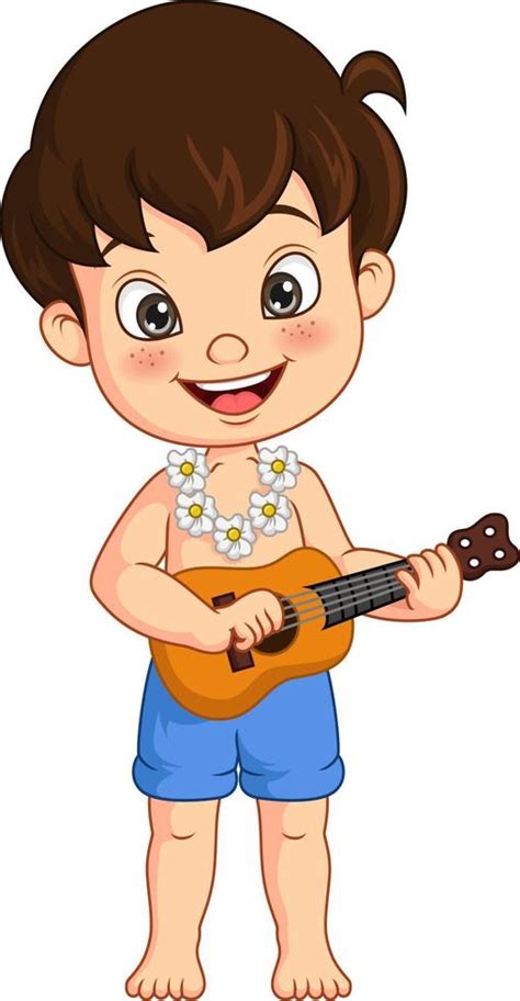 Hawaiian Little Boy Playing Ukulele 5113047 Vector Art At Vecteezy