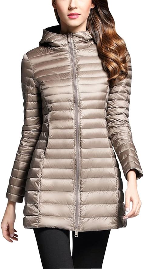 Doudoune à Capuche Femme Ultra Légère Longues Manteau Chaud Blouson Compressible Veste Duvet