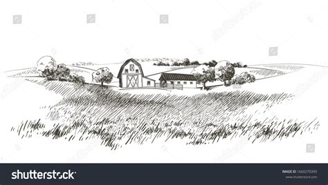 farm scene sketch images stock  vectors shutterstock
