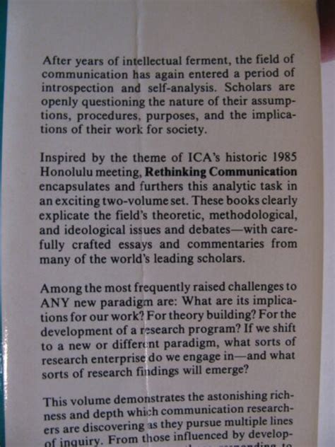 Rethinking Communication Vol 1 Volume 1 Paradigm Issues By Lawrence