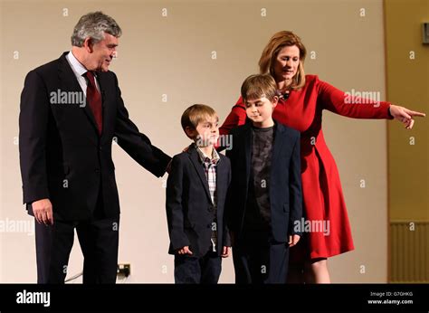 Former Prime Minister Gordon Brown with his family, wife Sarah and ...