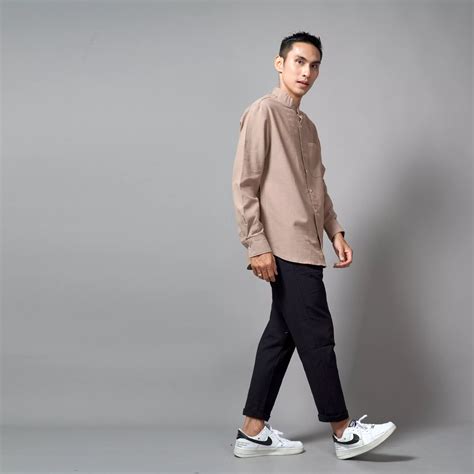 Jual Okechuku Okechuku ASHRAF Kemeja Pria Casual Linen Baju Koko Kemeja