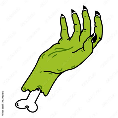 Severed Zombie Hand Vector Icon Rotting Human Palm Isolated On White