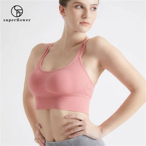 SUPERFLOWER Women Padded Seamless Sports Bra Sexy Back Cross Gym