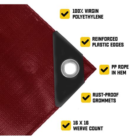 Core Tarps Ftx Ft Maroon Polyethylene Heavy Duty Mil Tarp