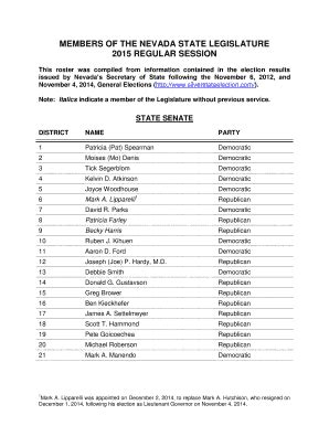 Fillable Online Leg State Nv Members Of The Nevada State Legislature