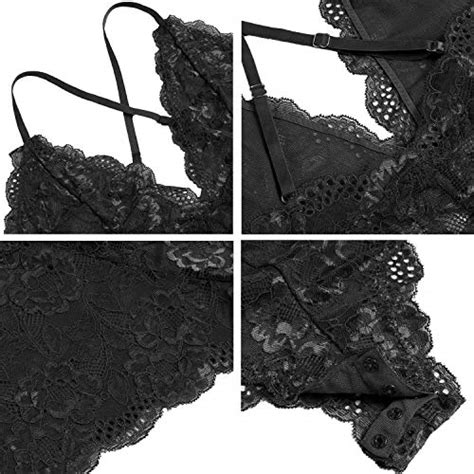 Womens Sexy Lace Snap Crotch Teddy Lingerie L Black Pricepulse