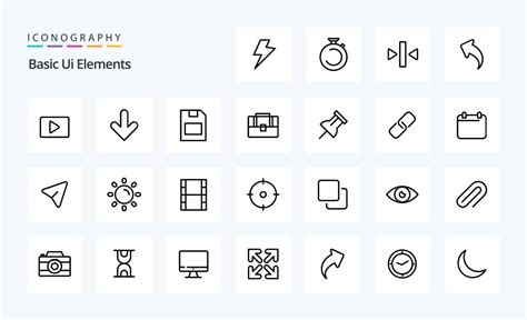 25 Basic Ui Elements Line Icon Pack 19221356 Vector Art At Vecteezy