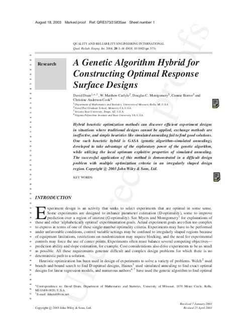 Pdf A Genetic Algorithm Hybrid For Constructing Optimal Response