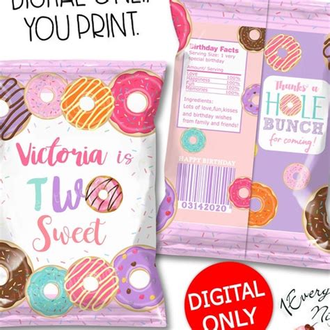 Editable Digital Download Donut Grow Up Donuts Birthday Chip Etsy