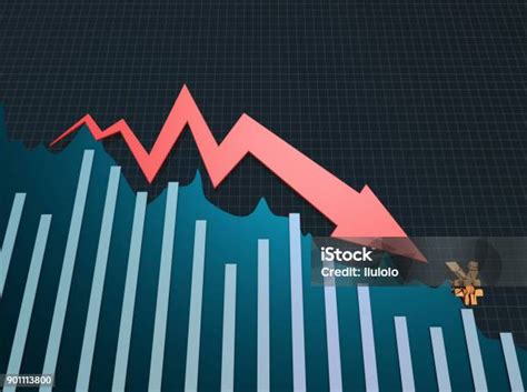Panah Menurun Dengan Grafik Batang Penurunan Ekonomi Keruntuhan Keuangan Krisis Keuangan Foto