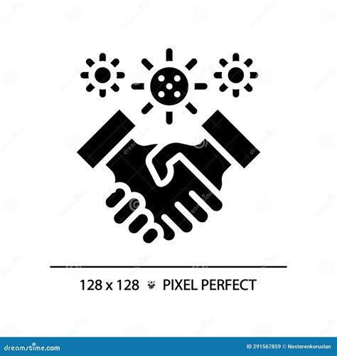 2D Glyph Style Black Handshake With Virus Simple Icon Stock Vector