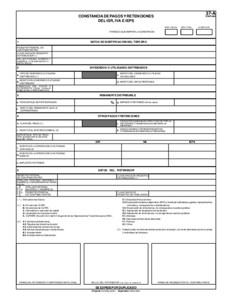 Pdf 37 A Constancia De Pagos Y Retenciones Del Isr Iva E Ieps Datos De IdentificaciÓn Del