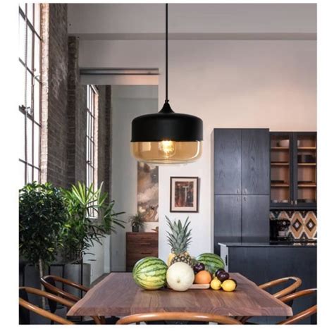 Tempas Lustre Suspension Industriel En Verre E27 Lampe De Plafonde