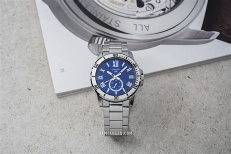 Casio General MTP VD200D 2BUDF Blue Dial Stainless Steel Band