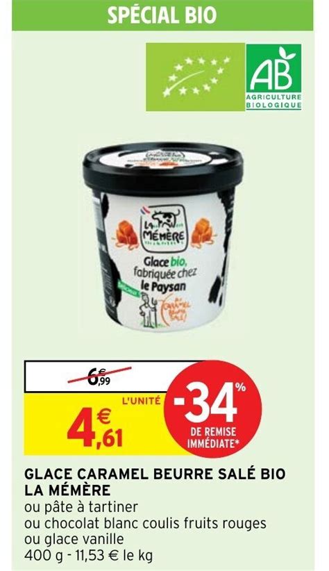 Promo GLACE CARAMEL BEURRE SALÉ BIO LA MÉMÈRE chez Intermarché